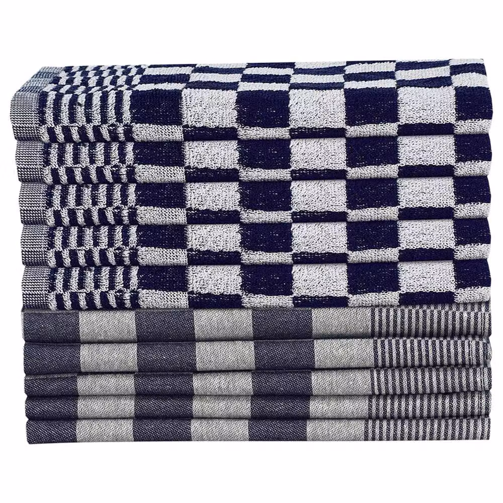 Berkfield Home 20 Piece Checked Cotton Towel Set in Blue and White – 2