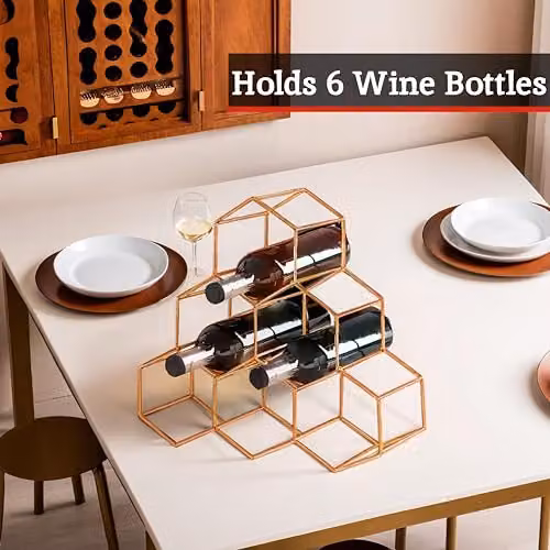 Orsina Contemporary 6 Bottle Metal Wine Rack in Green Finish – 4