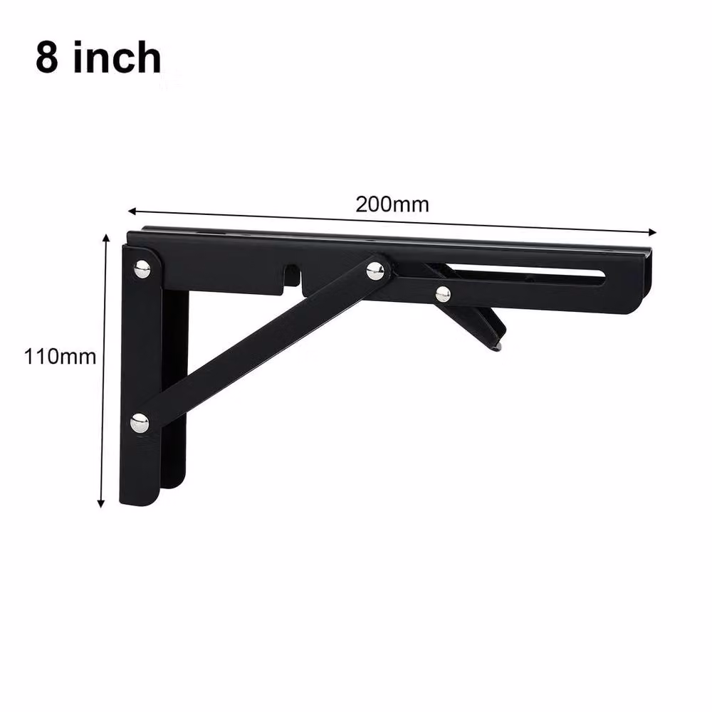 KORVIXA 2-Piece Black Matt Metal Folding Angle Brackets, 90 cm – 2