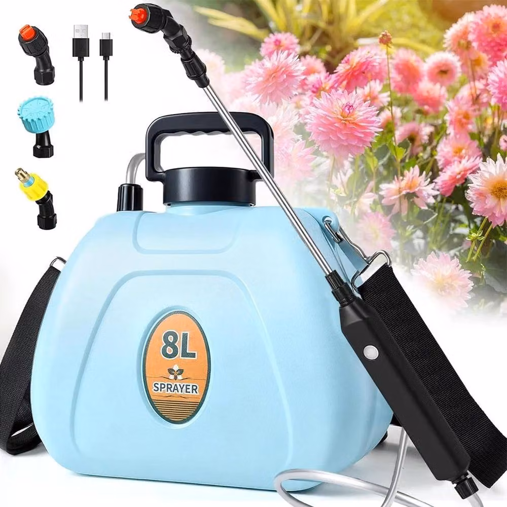 FLAVORA 8L Battery Electric Garden Sprayer in Blue with Rechargeable Battery – 4