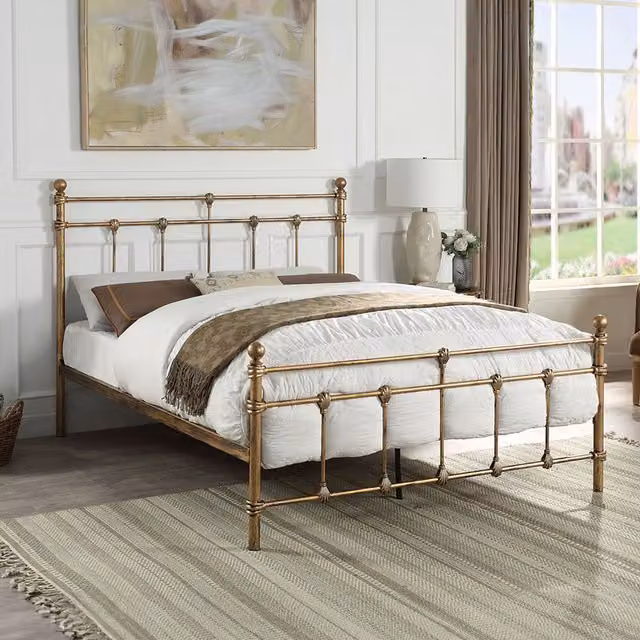 SlumberWorx Classic Metal Bed Frame in Gold, 180 x 200 cm