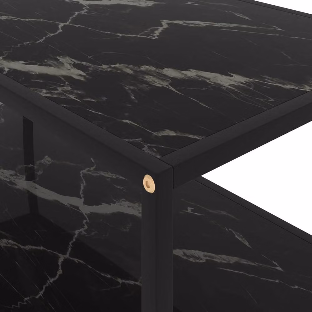 Berkfield Home Modern Black Rectangular Coffee Table with Tempered Glass, W/D/H: 100 x 50 x 35 cm – 3
