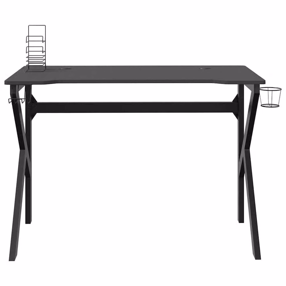 Berkfield Home Gaming Desk with K Shape Legs, Black, W/D/H: 110 x 60 x 75 cm – 3