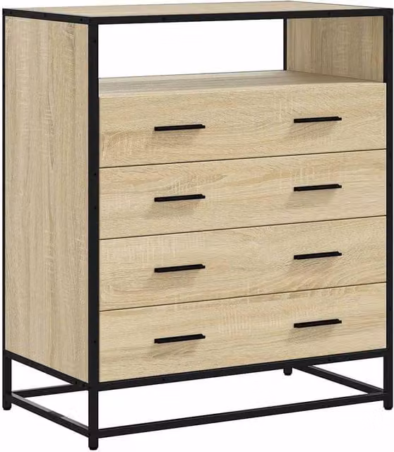 Berkfield Home Drawer Cabinet in Sonoma Oak, Beige, W/D/H: 70 x 41 x 83.5 cm