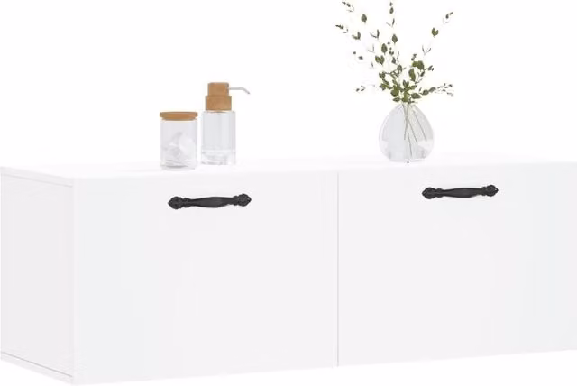 Berkfield Home Wall Mounted White Cabinet with Hinged Doors W/D/H: 100 x 36.5 x 35 cm
