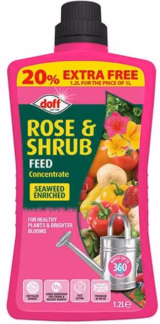 Doff Rose Feed Concentrate Plant Tonic, 1 l, Seaweed Enriched, Pink – 1