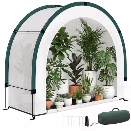 Outsunny Foldable Mini Greenhouse in Green, W/D/H: 200 x 80 x 164 cm