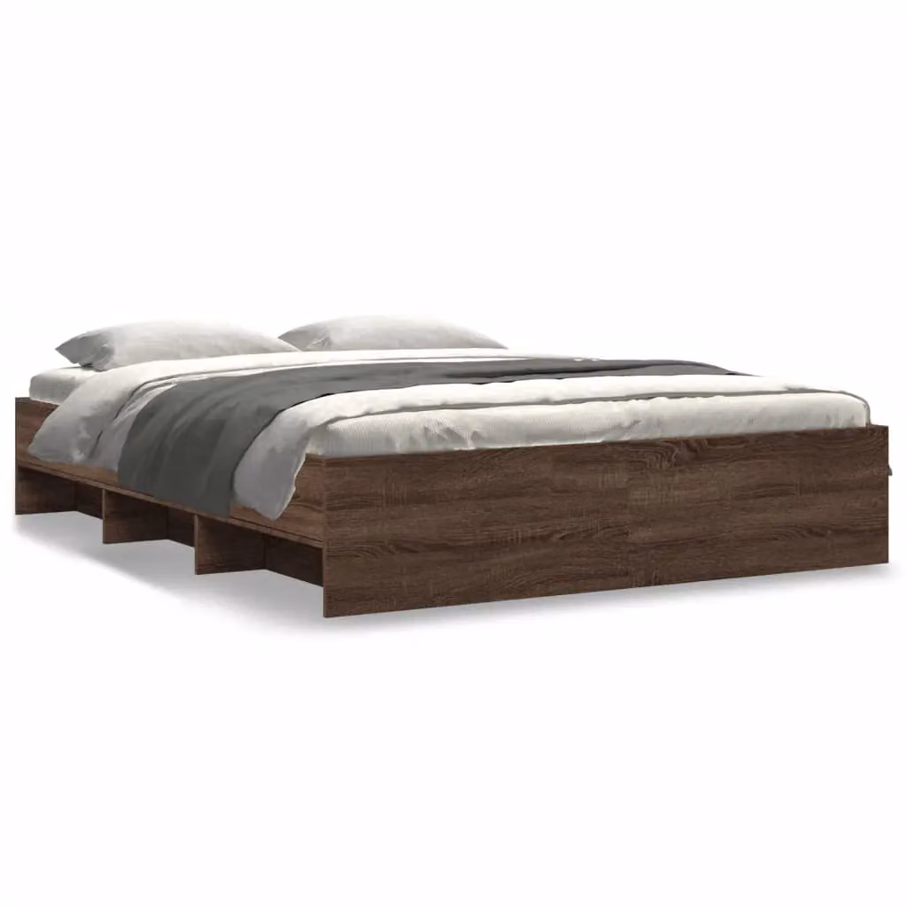 Berkfield Home King Size Bed Frame in Brown Oak, Engineered Wood, W/D/H: 150 x 200 cm – 2