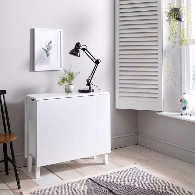 Nöa and Nani Gustav Folding Dining Table with Drawer in White and Grey