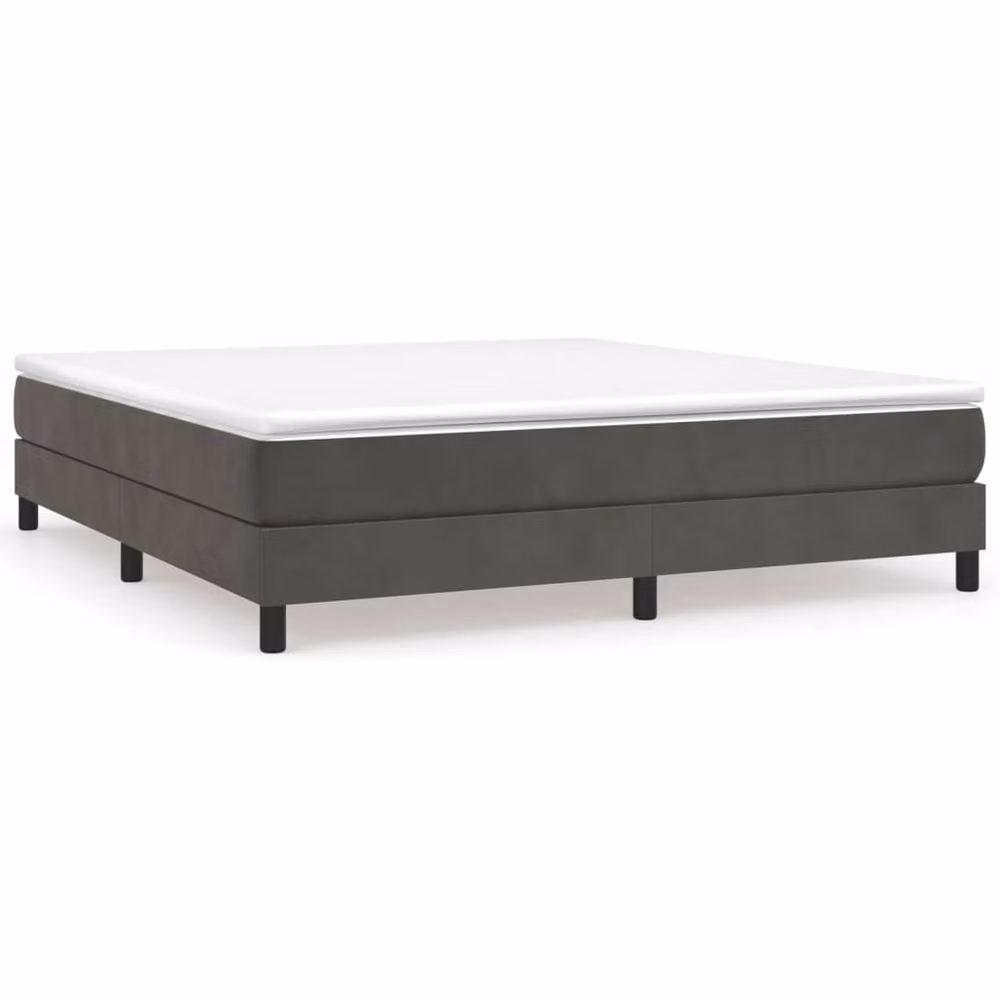Berkfield Home Upholstered Velvet Box Spring Bed Frame, Grey, W: 180 cm, D: 200 cm – 2