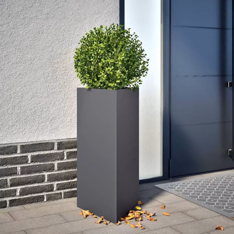 Berkfield Home Garden Triangular Steel Planters, 2 Pack, Anthracite, W: 40 cm, D: 34.5 cm, H: 70 cm