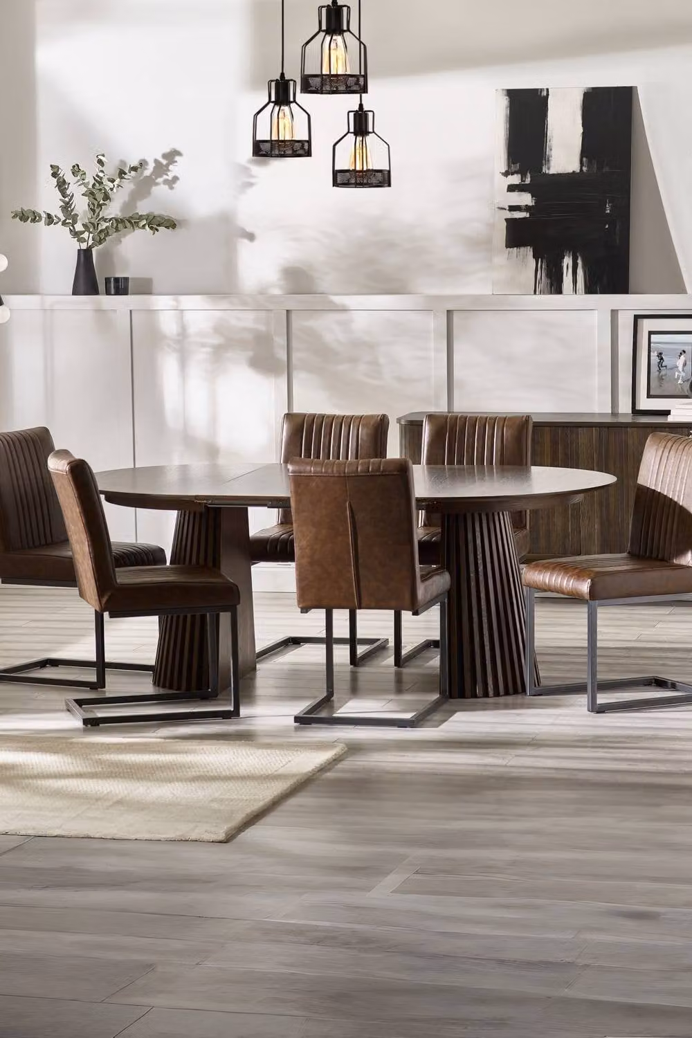 Julian Bowen Arya Round to Oval Extending 4-6 Seater Dining Table in Brown Oak – 2