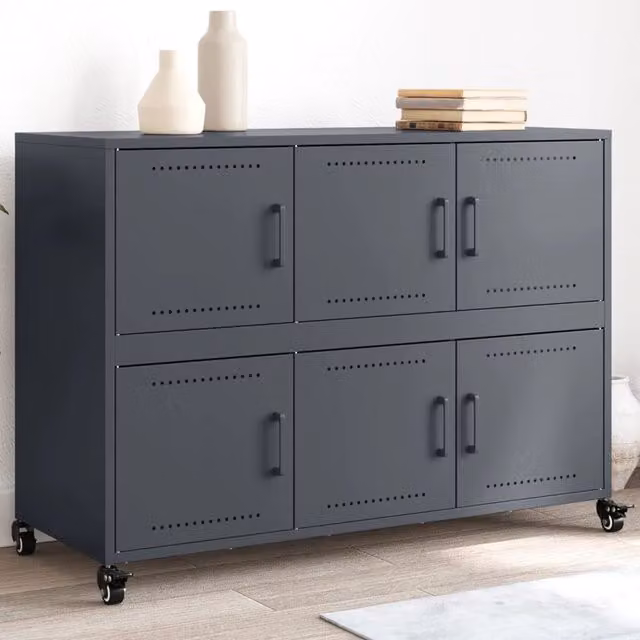 Berkfield Home Industrial Metal Sideboard in Anthracite and Black, W/D/H: 100.5 x 39 x 72 cm – 1