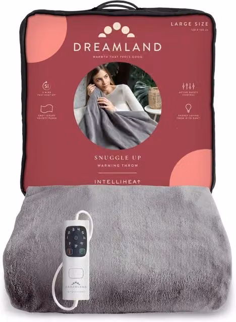 Dreamland Snuggle Up Warming Throw in Grey, W: 120 cm, D: 160 cm