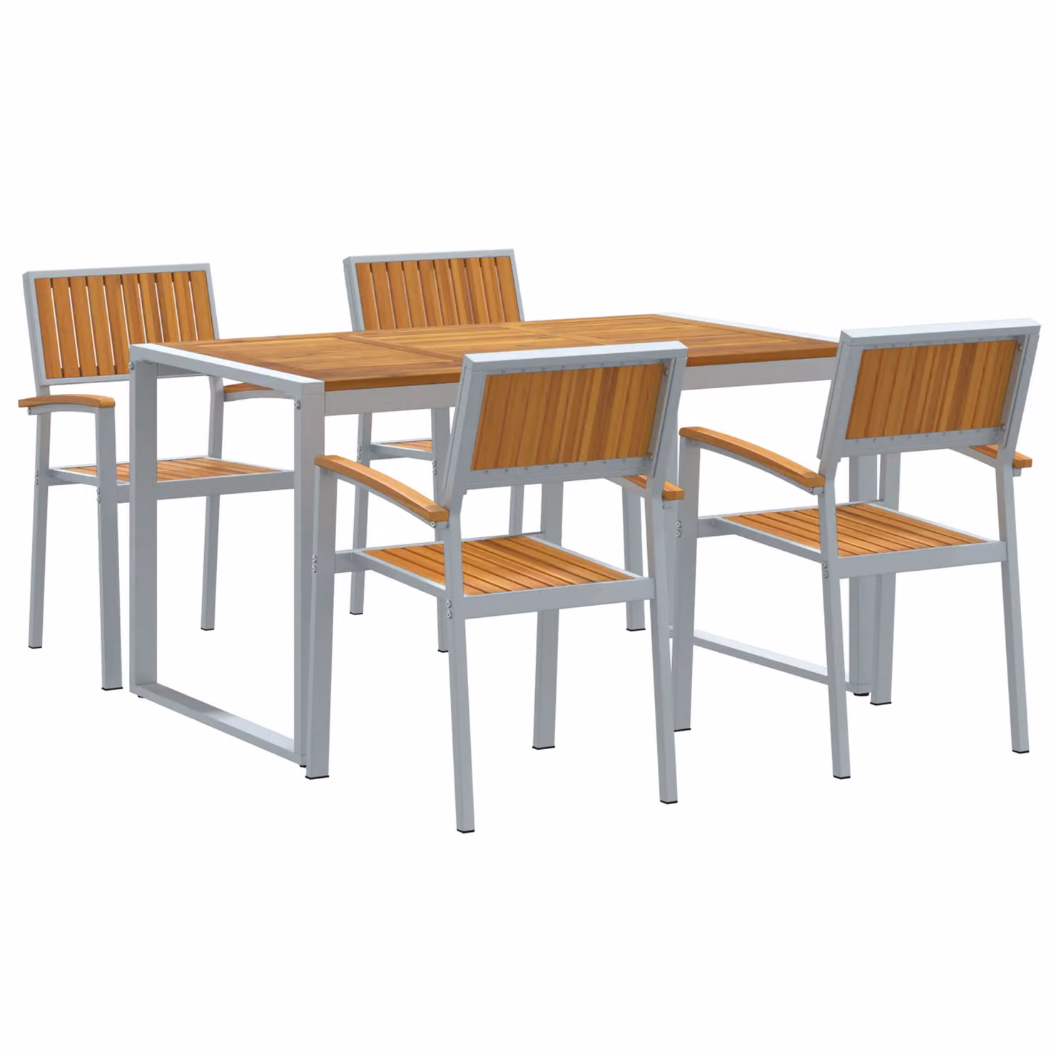 Berkfield Home 5 Piece Grey Acacia Wood and Metal Garden Dining Set – 2