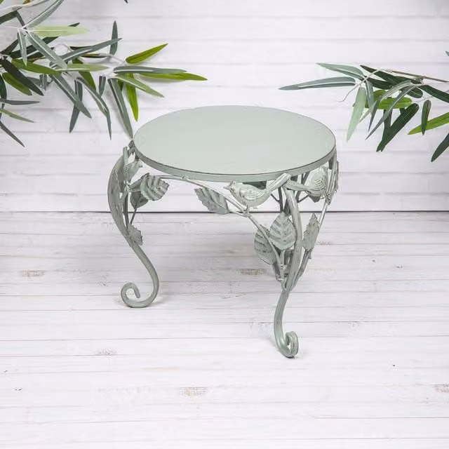 Annibells Vintage Green Metal Tabletop Plant Stand, Diameter: 26 cm