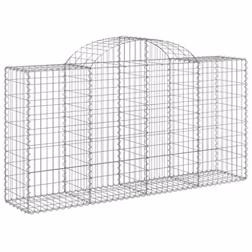 vidaXL 10-Piece Arched Gabion Baskets in Silver Galvanised Steel, W/D/H: 200 x 50 x 100/120 cm – 1