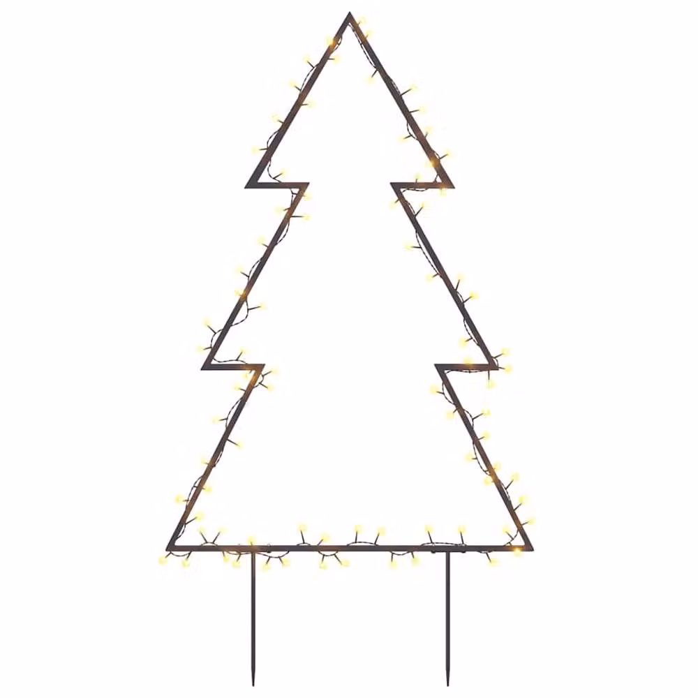 Berkfield Home Warm White Christmas Tree Light Decoration with Spikes, 80 LEDs, Height: 60 cm, Black – 3