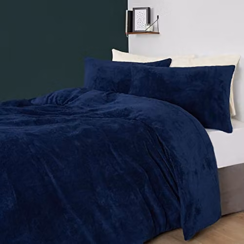 Brentfords Teddy Fleece Duvet Cover and Pillowcase Set, Blue, W/D/H: 200 x 200 x 50 x 75 cm – 5