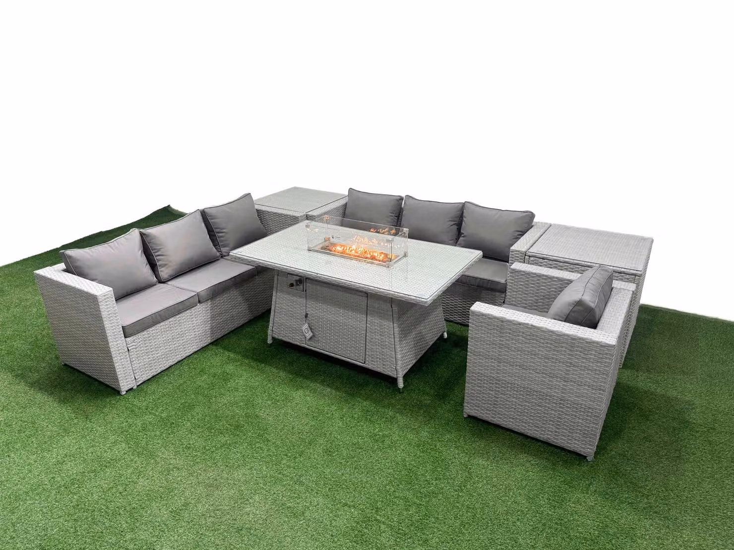 Fimous 7 Seat PE Rattan Lounge Sofa Set for your Garden in Light Grey – 2