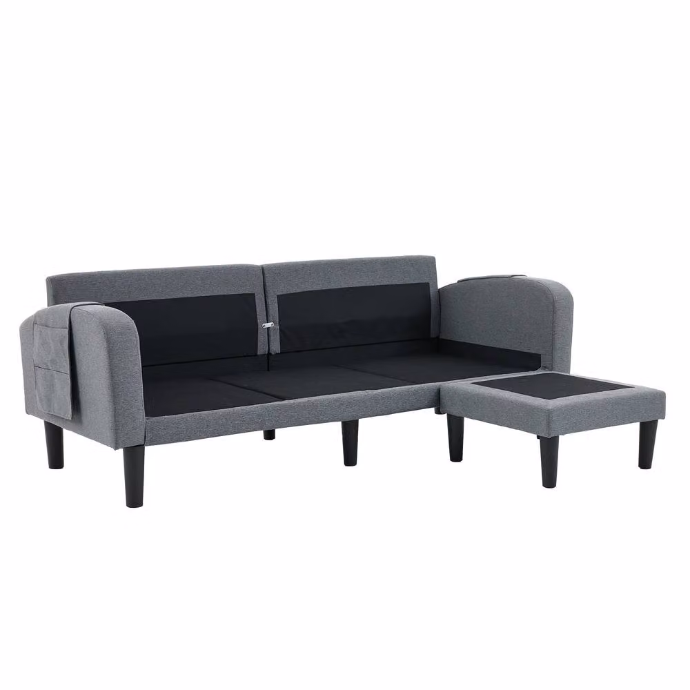 BTM Grey Fabric L-Shaped Sofa with Chaise and Storage Pockets – 3