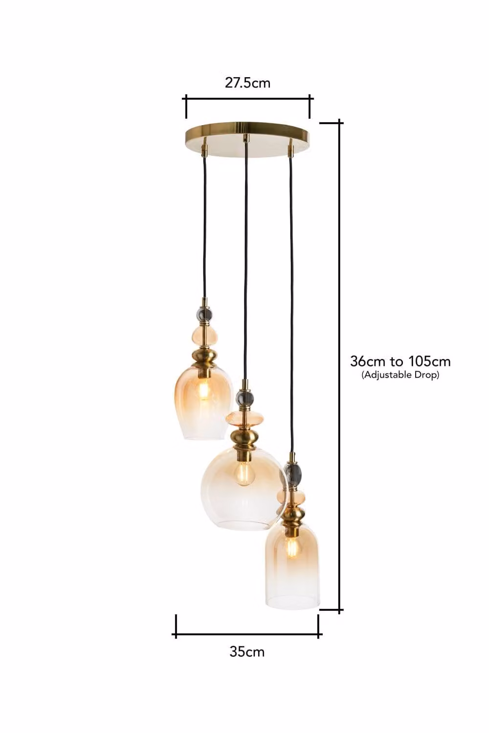 BHS Lighting Seline Champagne Cluster Pendant Ceiling Light in Gold and Brass – 4