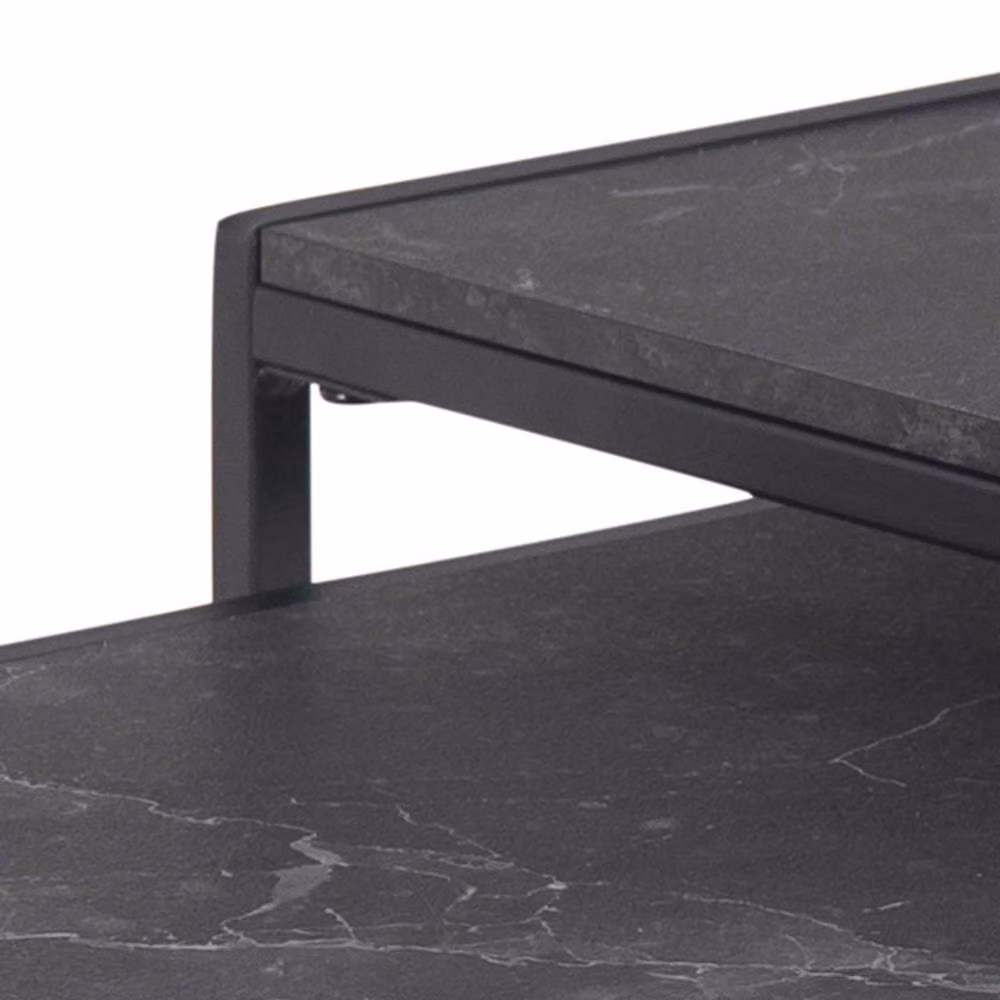 Wyld Haus Holbaeck Set of 2 Black Marble Effect Square Nesting Coffee Tables – 4