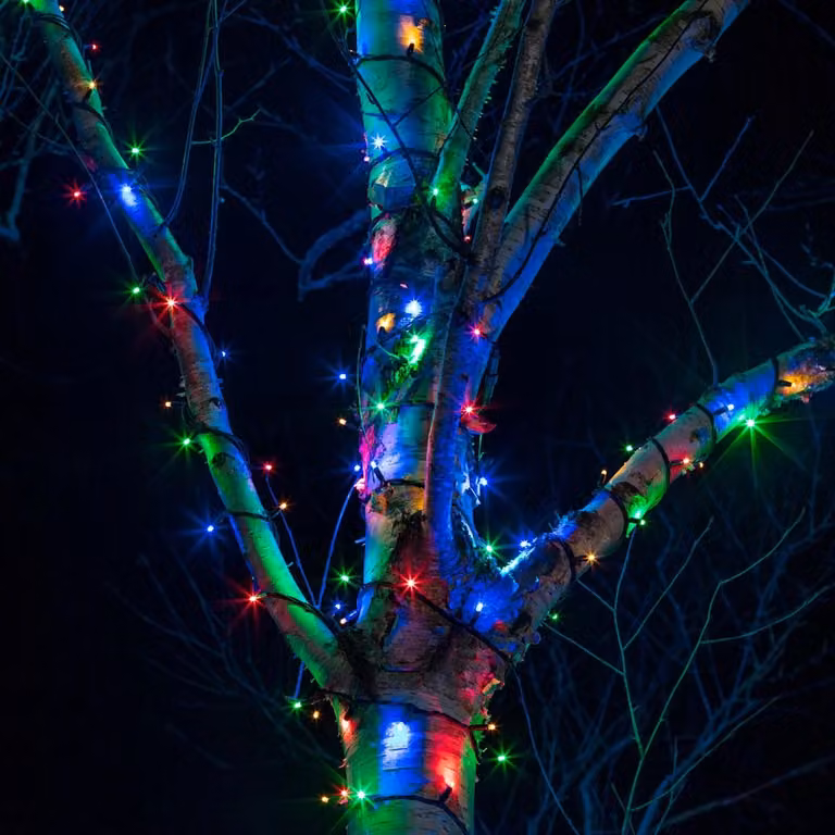 Pro Connect 20m Multi Coloured Connectable LED String Lights with Black Cable