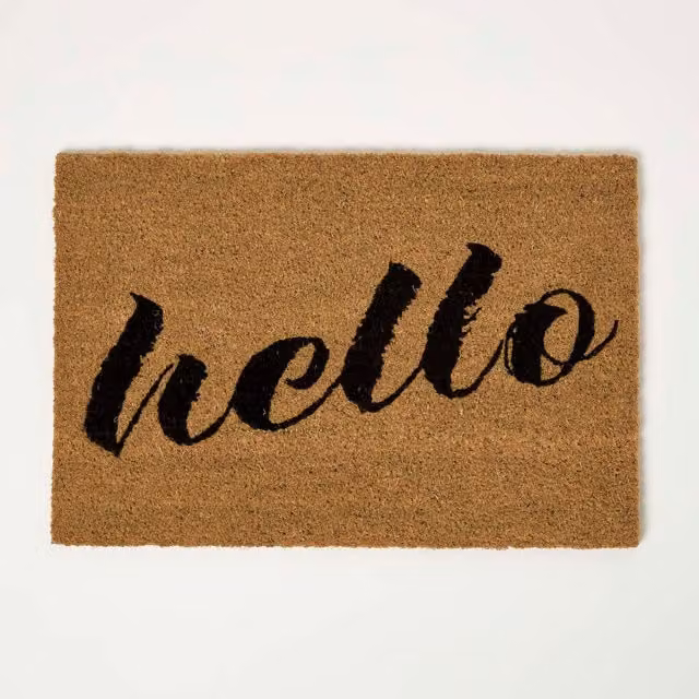 Homescapes Hello Coir Doormat, Brown, W/D: 60 x 40 cm