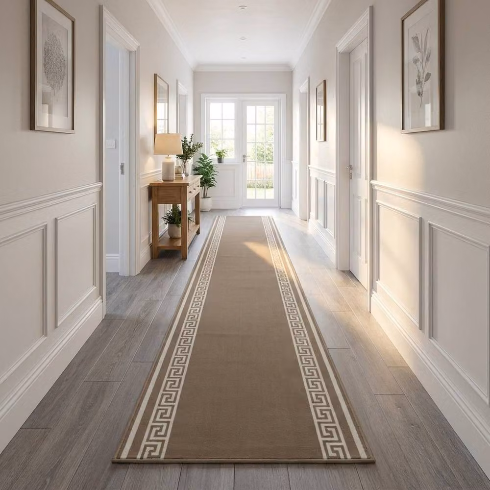 runrug Soft and Luxurious Hallway Runner Rug in Light Brown, W/D/H: 70 x 390 x 0.9 cm – 3