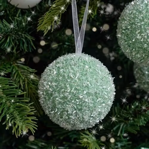 Melody Maison Set of 3 Round Green and White Abstract Christmas Baubles – 2