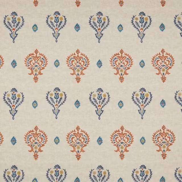iLiv Saffra Digitally Printed BCI Fabric Henna Floral Multicolour Linen and Cotton Fabric