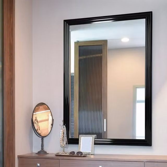 MirrorOutlet Lancaster Extra Large Rectangular Wall Hanging Mirror in Matt Black