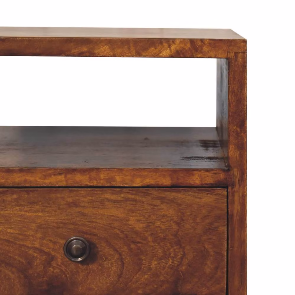 Wyld Haus Olbia Mini Classic Chestnut Mango Wood Bedside Table with 2 Drawers in Brown – 3