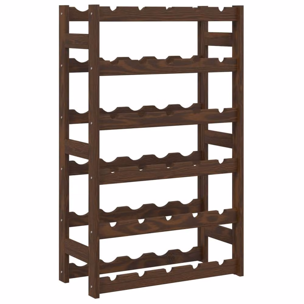 Berkfield Home Beautiful Rustic Brown Solid Pine Wine Rack for 30 Bottles, W/D/H: 86 x 25 x 25 cm – 3