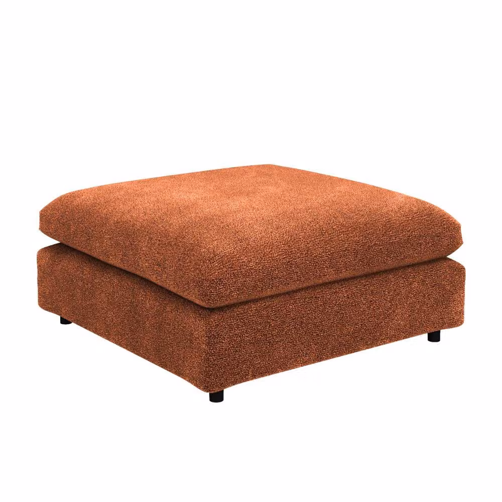 Solace+Co Asher Orange Cylindrical Bouclé Fabric Footstool – 3
