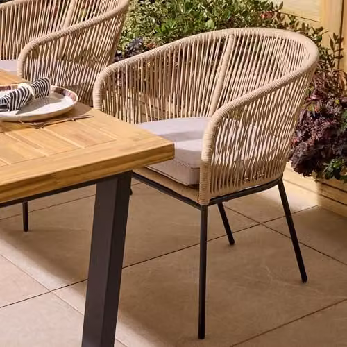 Rowlinson Oslo 4 Seat Acacia Wood and Powder Coated Steel Dining Set in Brown and Grey – 7