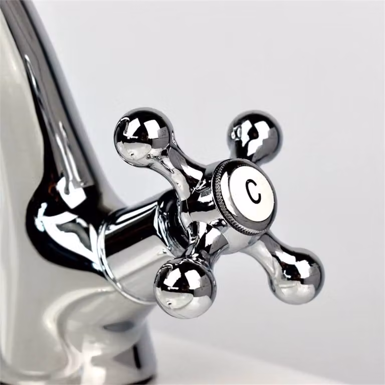 Nordara Dual Handle Bathroom Basin Mixer Tap with Unslotted Waste in Silver Chrome