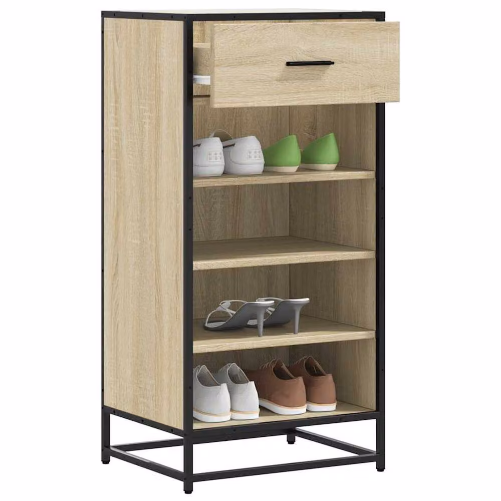 Berkfield Home Shoe Rack in Sonoma Oak and Beige, W/D/H: 48 x 38 x 97.5 cm – 2
