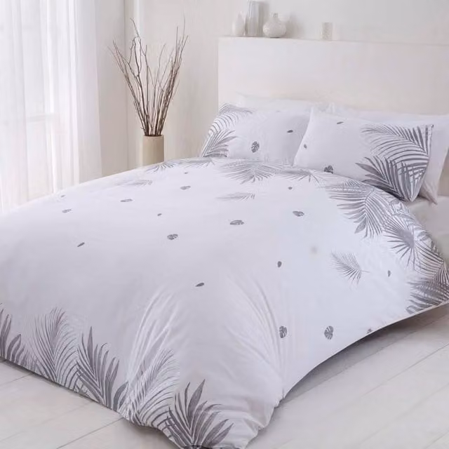 Rapport Reversible Floral Tropics Duvet Cover Set in Grey and White, 90 x 200 cm