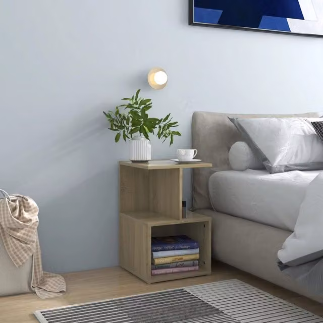 Berkfield Home Bedside Cabinet in Sonoma Oak Brown, W/D/H: 35 x 35 x 55 cm