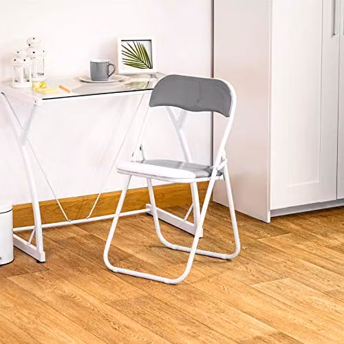 Harbour Housewares Padded Folding Chairs in Grey, Pack of 2 – 2