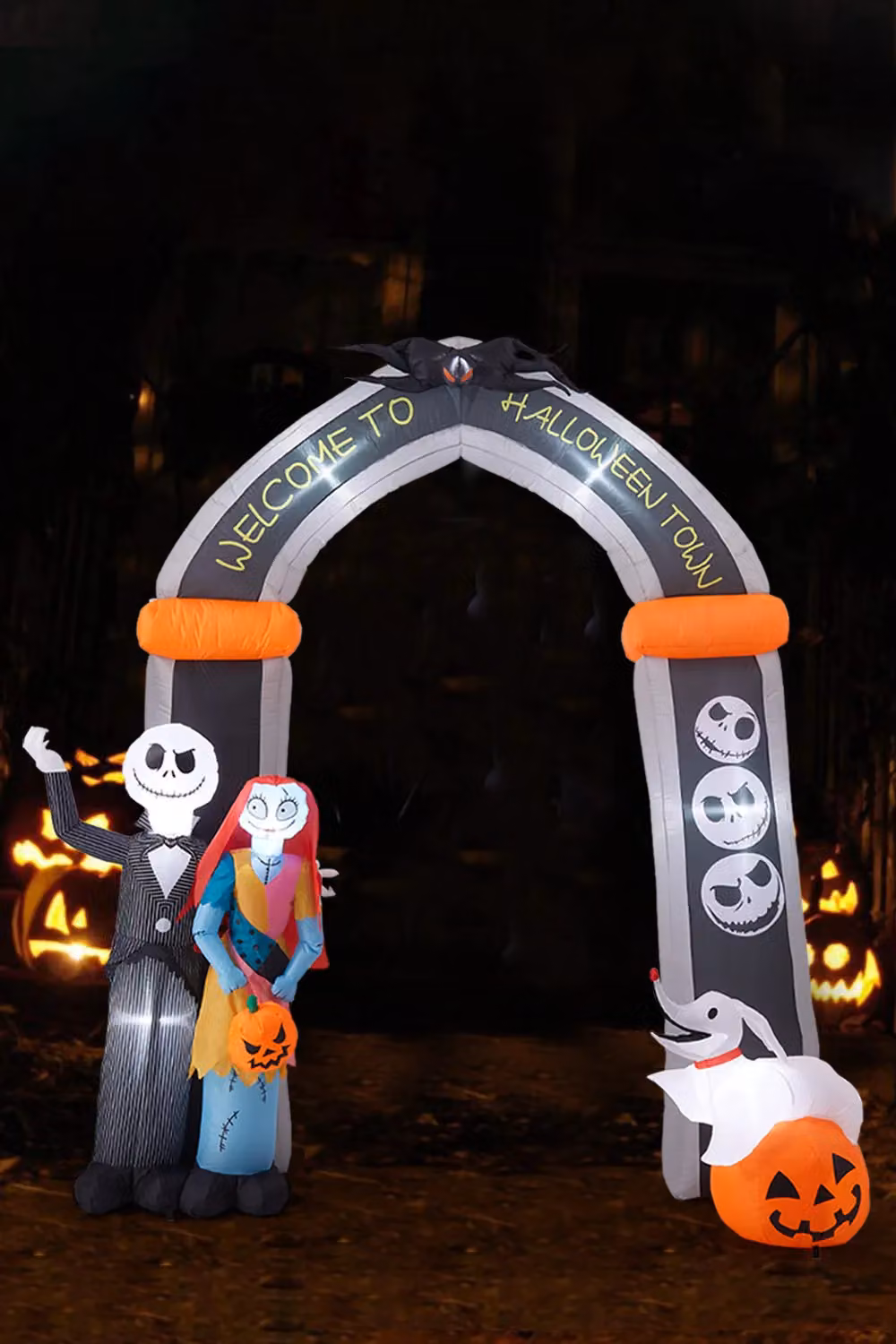 Living and Home Jack Skellington and Sally Light-Up Inflatable Halloween Welcome Archway, Multicolour, W: 266 cm, H: 325 cm – 3