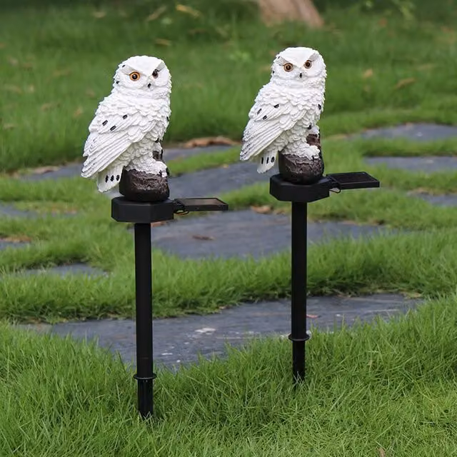 Leaper White Owl LED Solar Outdoor Landscape Garden Decoration Light in White
