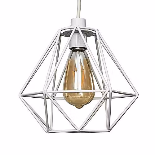 MiniSun Retro Style White Metal Basket Pendant Ceiling Light Shade, Shade Width: 23.5 cm