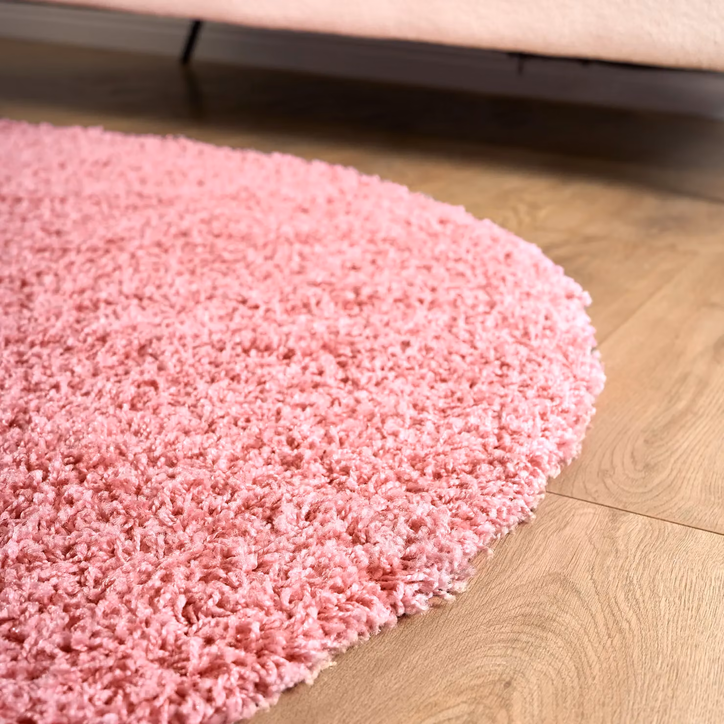 Bravich Round Shaggy Rug in Pink or Green, 120 cm Diameter, 5 cm Pile, Washable and Underfloor Heating Suitable – 4