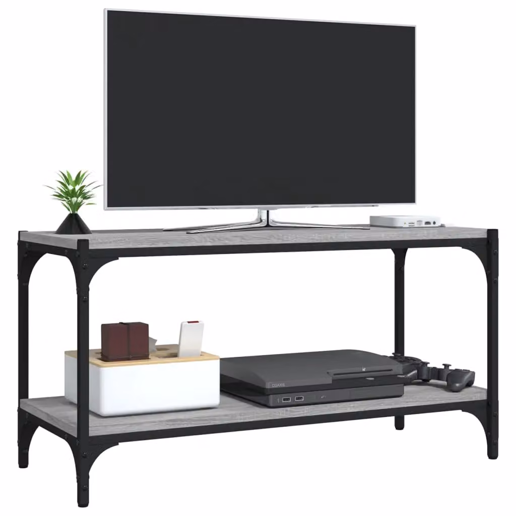 Berkfield Home Grey Sonoma TV Cabinet in Engineered Wood and Steel, W/D/H: 80 x 33 x 41 cm – 3