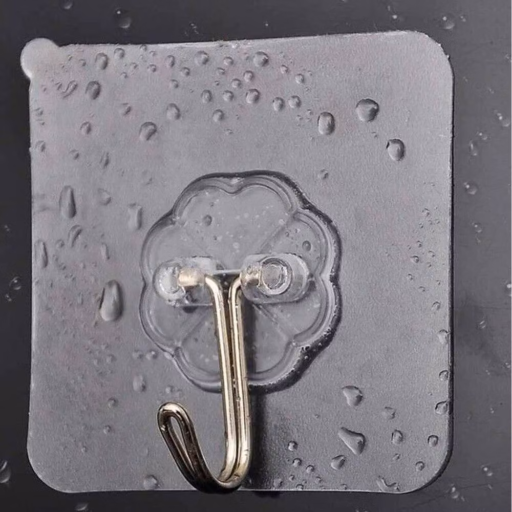 VOGREX 10-Piece Self-Adhesive Heavy Duty Seamless Wall Hooks in Transparent Clear – 2