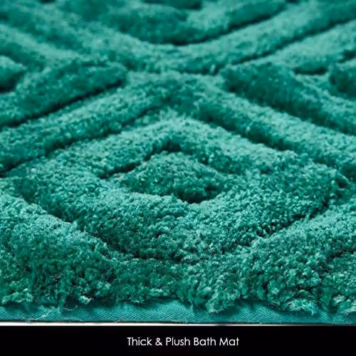 Homescapes Super Absorbent Ikat Pattern Bath Mat in Emerald Green, W: 50 cm, D: 80 cm – 5