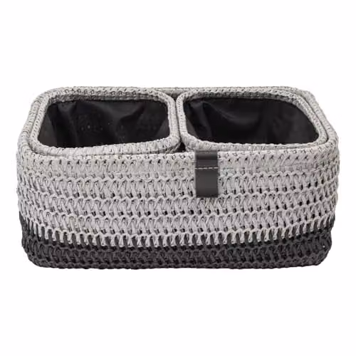 JVL Kenzi Set of 3 Open Weave Fabric Storage Baskets with Handles, Multicolour, W/D/H: 20 x 13 x 20 cm – 2